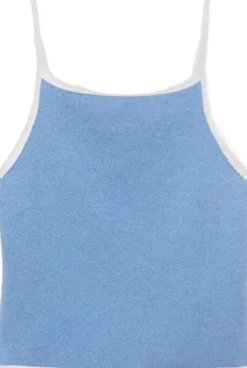 Knitted cotton blend top with contrasting trim