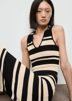 Knitted midi skirt with stripes
