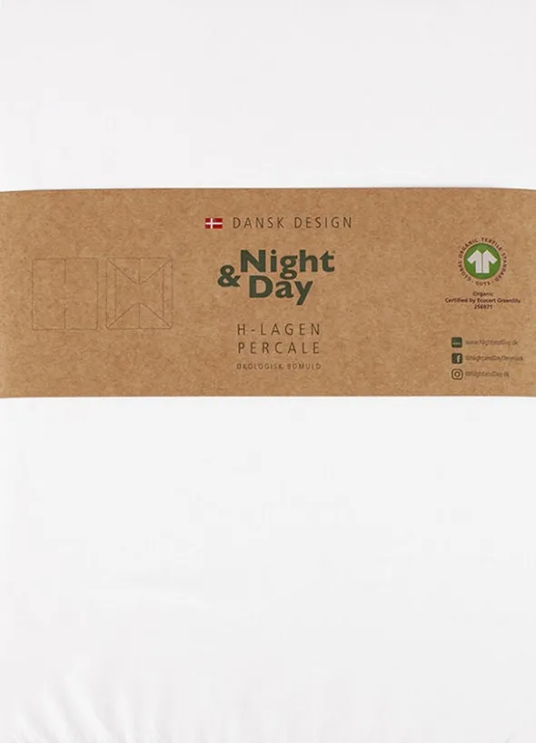 Økologisk H-split lagen, percale - GOTS, hvid