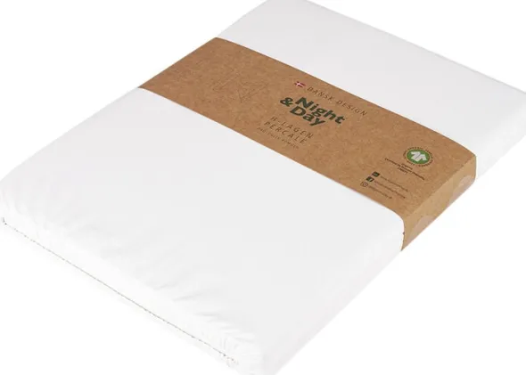 Økologisk H-split lagen, percale - GOTS, hvid