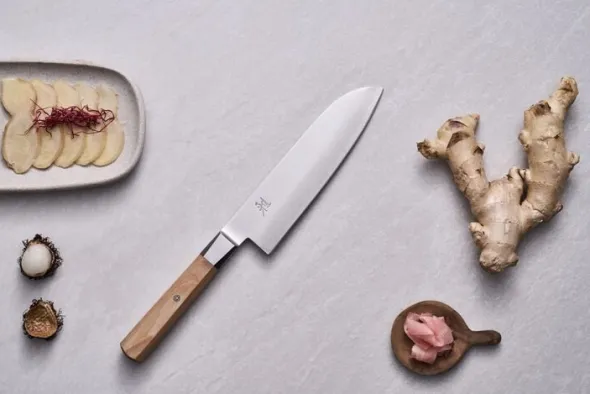 Koya Santoku Japansk kockkniv 18 cm, Beige, Fin egg