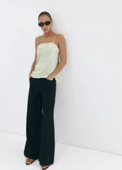 Lace detail satin top