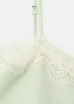 Lace detail satin top