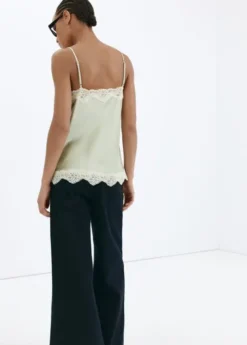 Lace detail satin top