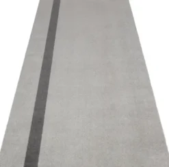 Løber, 90x200 cm, stripe vertical lysegrå/steelgrey