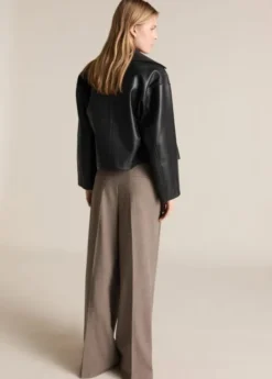 Leather effect crop jacket