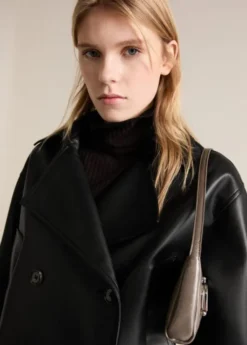 Leather effect crop jacket