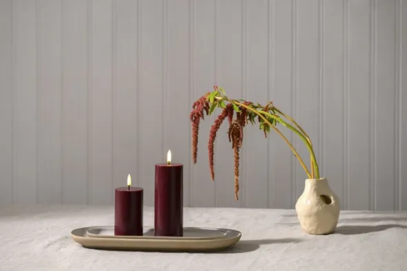 LED pillar candle, Wine red, Smooth, 5,8x15,2 cm