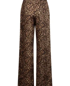 Leopard-print satin trousers