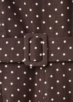 Linen jumpsuit with polka-dot belt