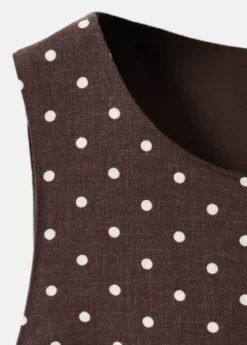 Linen jumpsuit with polka-dot belt