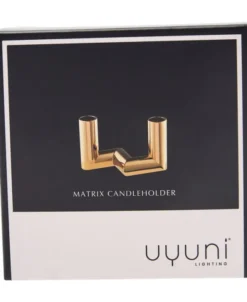 MATRIX Candle Holder - 2'arm Mini Taper - Warm Brass - 7,5 x 4,5 CM