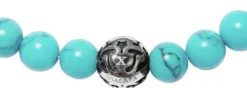 Men's Wristband with Turquoise and Silver