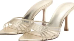 Metallic strappy heeled sandal
