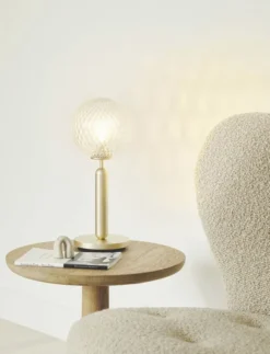 Miira Table, brass / optic clear