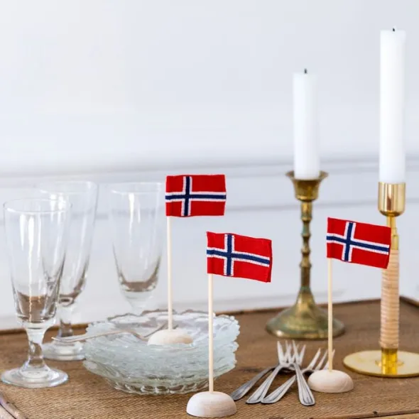 Mini bordflag med Norske flag