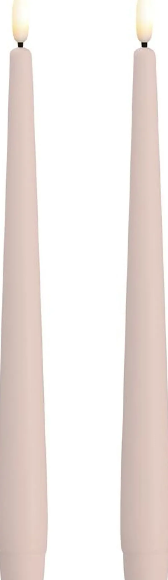 MM LED taper candle, Silk, Slim, Light rose, 2-pack, 23x250 mm