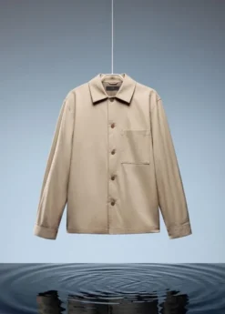 Non-iron overshirt pocket
