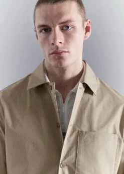 Non-iron overshirt pocket