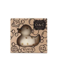 Oli & Carol - Lille Badeand - Hvid m. guld prikker 8cm.