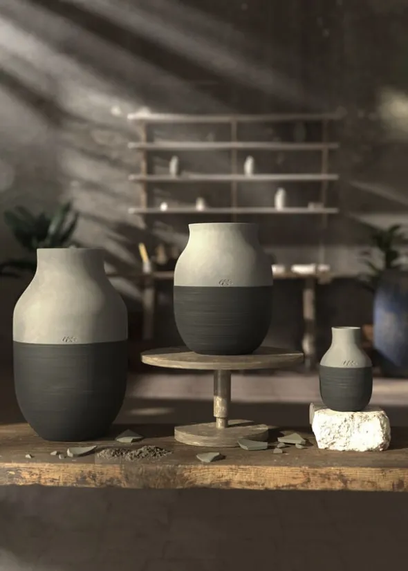 Omaggio Circulare Vase H12. 5 cm antracitgrå