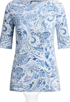 Paisley Stretch Cotton Boatneck Tee