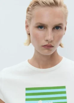 Printed cotton-blend t-shirt