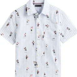 Print Ithaca Stripe Short Sleeve Oxford Shirt