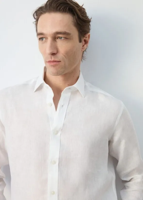 Regular-fit 100% linen shirt