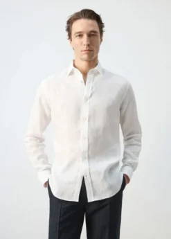 Regular-fit 100% linen shirt