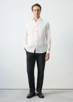 Regular-fit 100% linen shirt