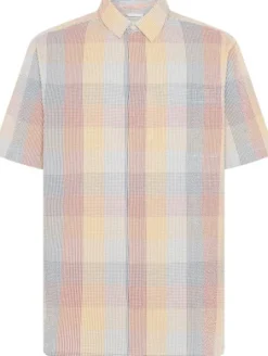 Relaxed seersucker short sleeve shirt