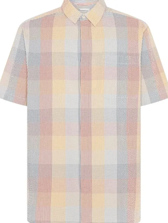 Relaxed seersucker short sleeve shirt