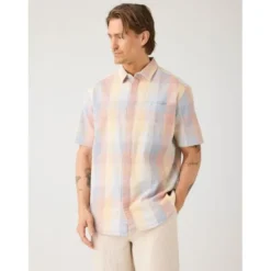 Relaxed seersucker short sleeve shirt