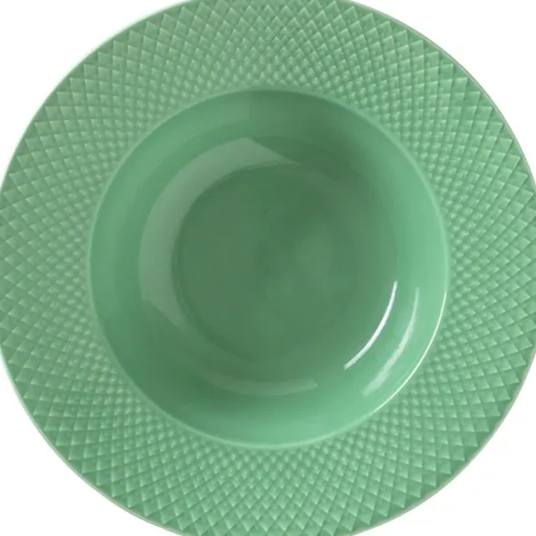 Rhombe Dyb tallerken Ø24,5 cm grøn porcelæn