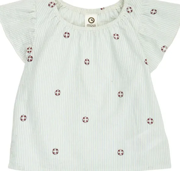 Seersucker stripe frill s/s T baby