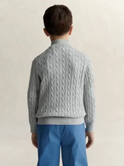 Shield Cotton Cable Half Zip Sweater