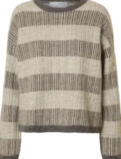 SLFALVA LS KNIT STRIPE O-NECK