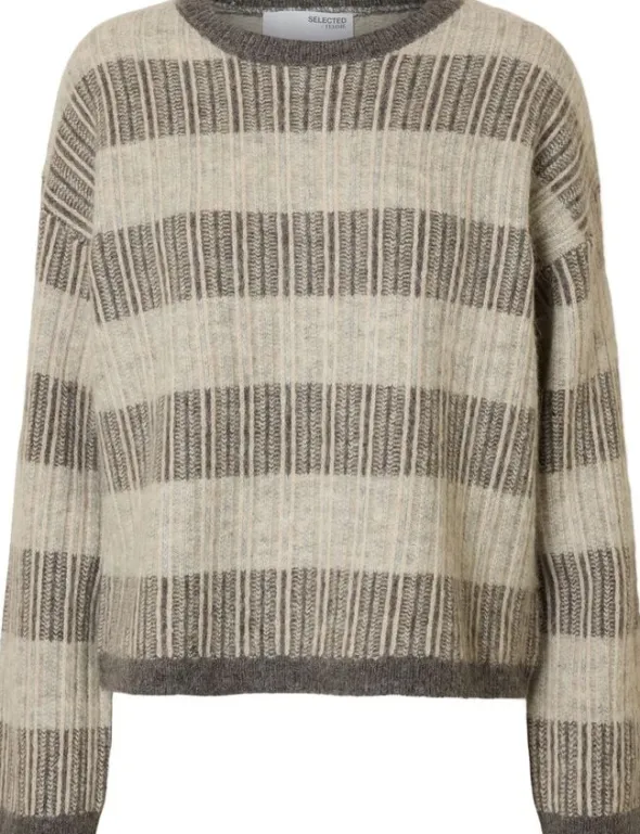 SLFALVA LS KNIT STRIPE O-NECK