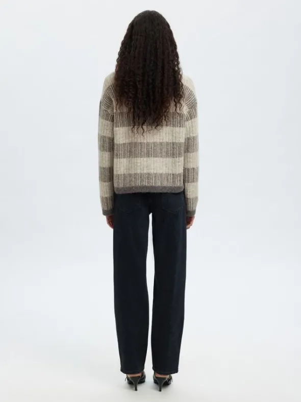 SLFALVA LS KNIT STRIPE O-NECK