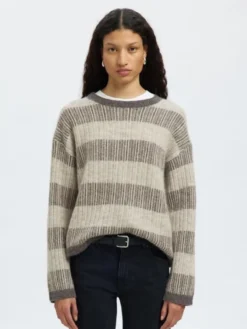 SLFALVA LS KNIT STRIPE O-NECK