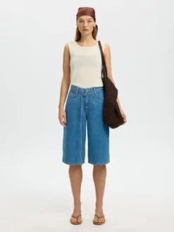 SLFTENNA MW BERMUDA DENIM SHORTS