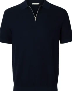 SLHCRAN SS KNIT STRUCTURE ZIP POLO