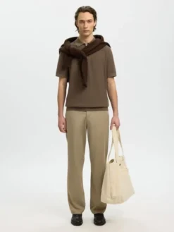 SLHCRAN SS KNIT STRUCTURE ZIP POLO