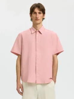 SLHREGCLAY LINENBLEND SS SHIRT CLA