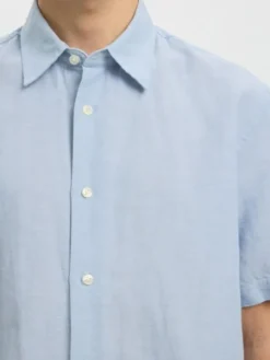 SLHREGCLAY LINENBLEND SS SHIRT CLA