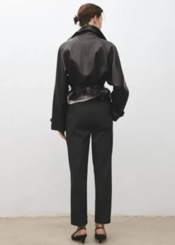 Slim cropped pinstripe trousers