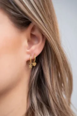 Small hoop earrings with star charm