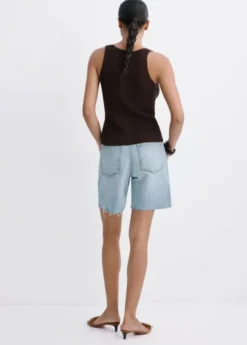 Straight low-rise denim Bermuda sho
