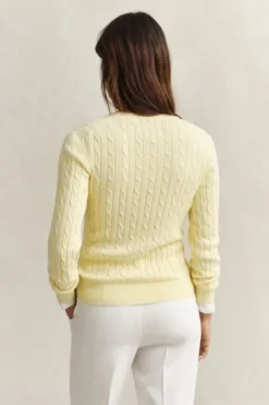 STRETCH COTTON CABLE C-NECK